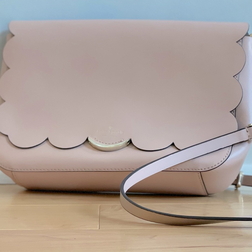 KATE SPADE Magnolia Street Izabella Scalloped Flap Crossbody Coral Pink